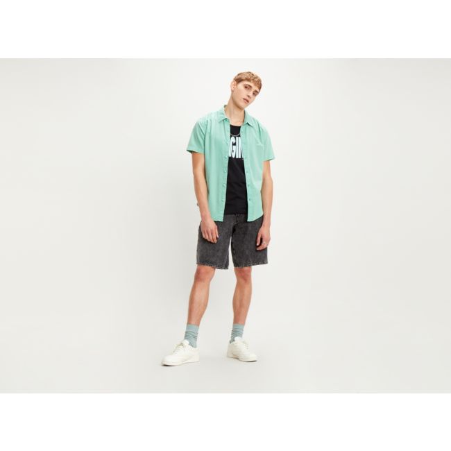 s/s battery slim shirt Creme de menthe garment dye