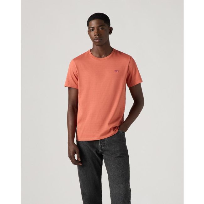 dobby stripe housemark t-shirt Etruscan red dobby