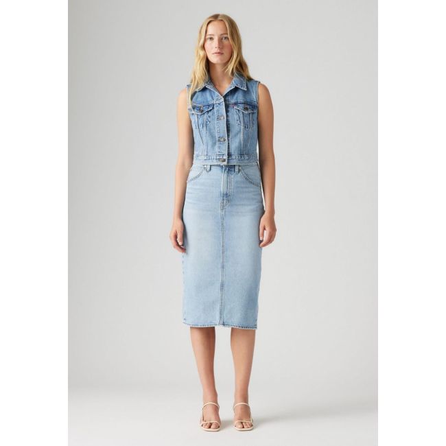 hr back slit skirt 13oz Riveting clean hem