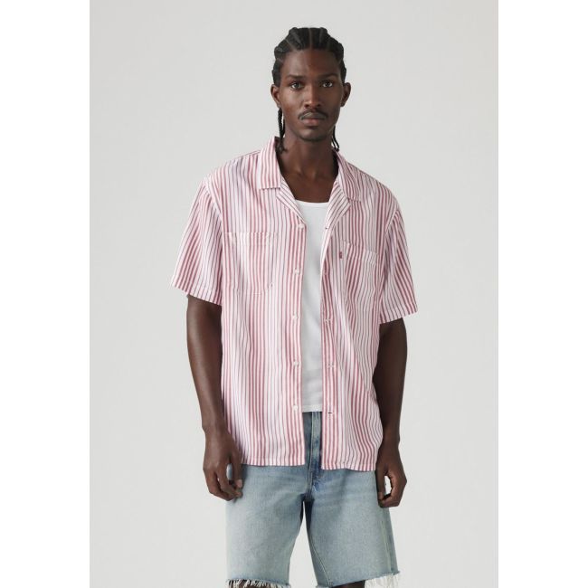 s/s classic silas stripe camper shirt Bossa nova red