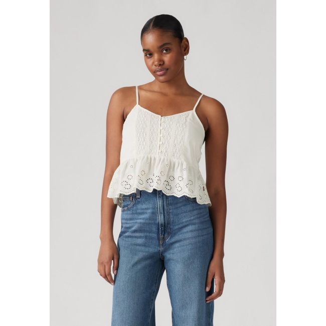 cora sleevless blouse Whisper white