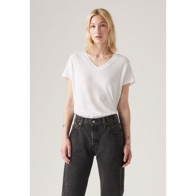 boxy v-neck tee White